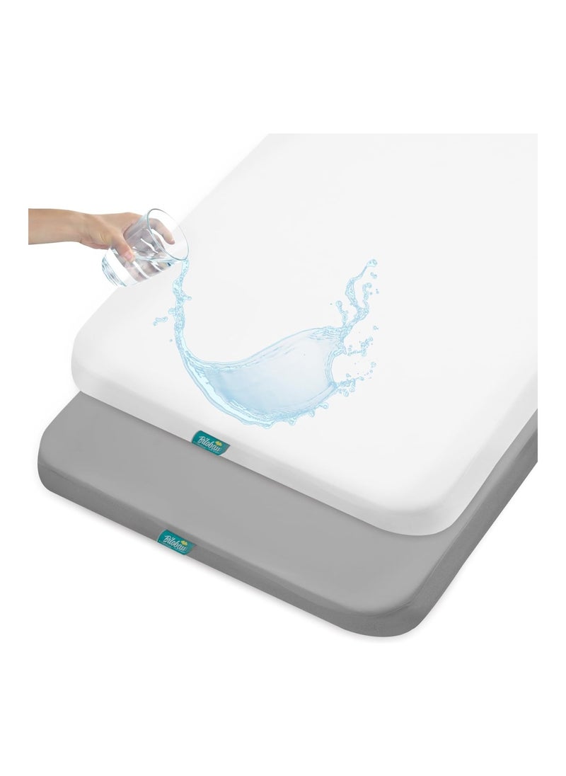 2 Pack 100% Waterproof Mini Crib Mattress Cover Protector