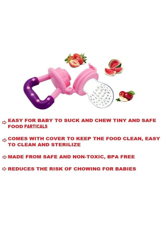 Baby Pacifier Food Feeder Silicone Fresh Fruit Vegetable Teething Nibbler Feeding Pacifier Bpafree; Selfsoothing Fruit Toy For Toddlers Infants(4 Months+) (Pink Pack Of 1)