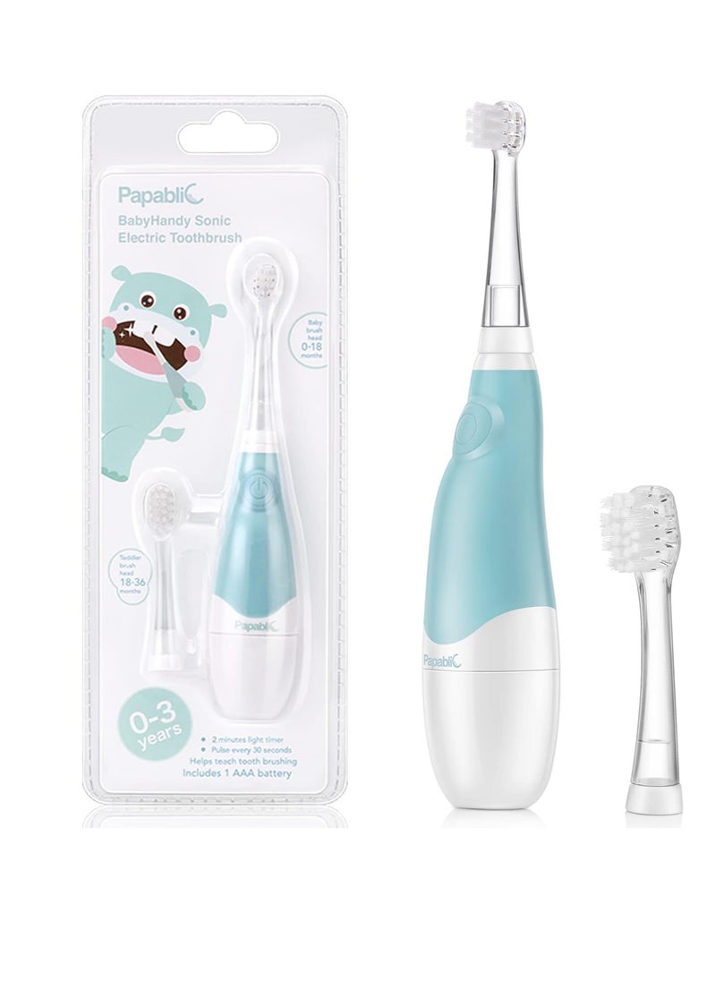 Papablic BabyHandy 2-Stage Baby Sonic Electric Toothbrush for Babies and Toddlers Ages 0-3 Years