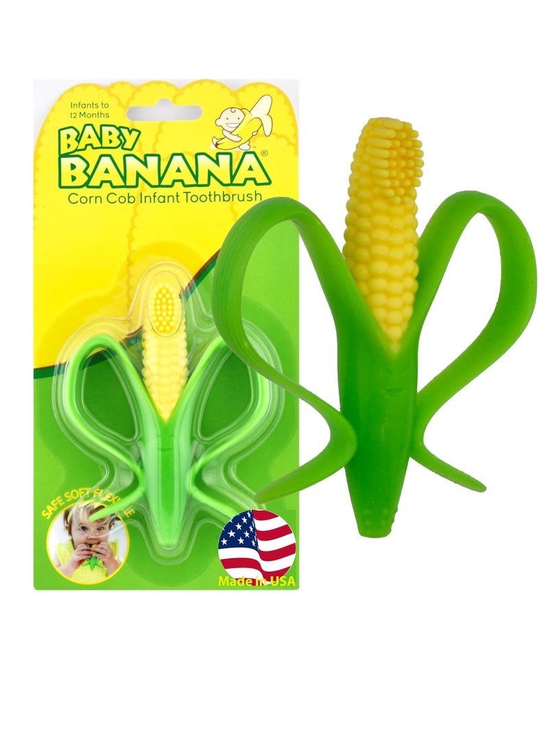 Baby Banana - Corn Cob Toothbrush, Training Teether Tooth Brush for Infant, Baby, and Toddler Green/Yellow Cornelius