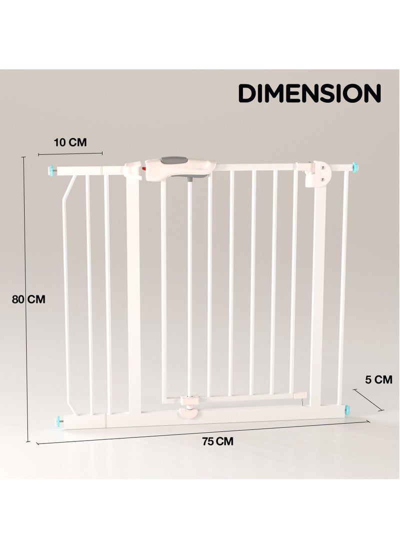 75 Cm Auto Close Safety Baby Gate for Kids, Extra Tall Wide Child Gate Kids Safety Baby Fence | Easy Walk Thru Durability Dog Gate Baby Safety Gate for Home, Stairs, Doorways & Kitchen White