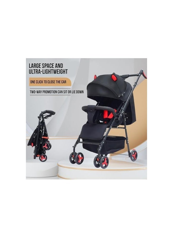 Baby Stroller Lightweight Cabin Pram and Infant Carrier Push Chair - Foldable All-Terrain Stroller With Convertible Double Seats, Convenient Stroller