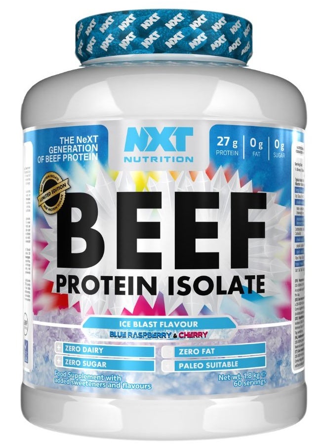 Beef Protein Isolate Zero Dairy  Ice Blast Blueraspberry&cherry, 60 Servings 1800g
