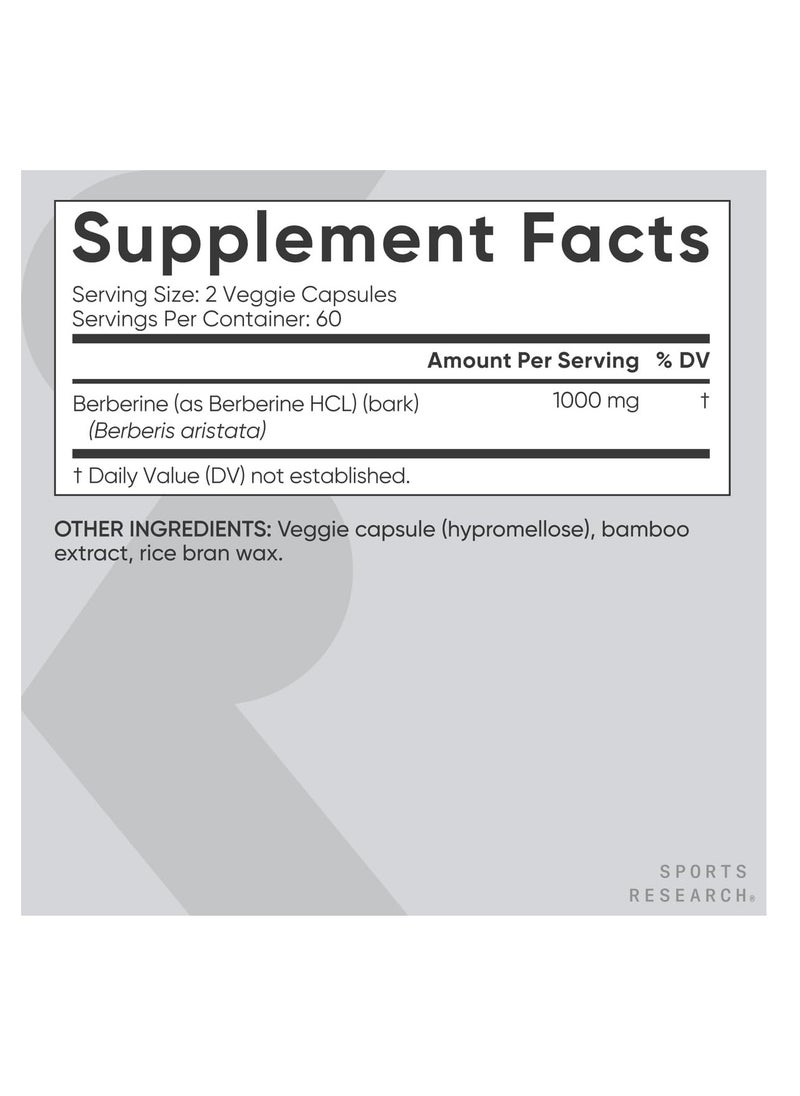 SR Berberine Plant Based 500mg per Serving 120 veggie capsules
