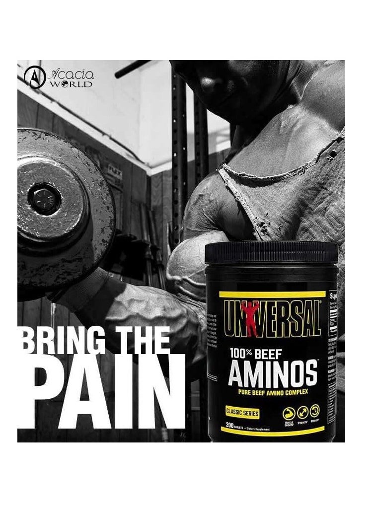 100% Beef Aminos Supplement Pure Beef Amino Complex 66 Servings 200 Tablets