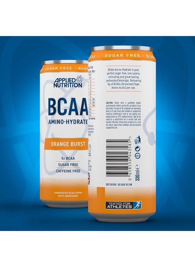 Bcaa Energy Drink Caffeine Free Bcaa Amino Hydrate Sugar Free Branch Chained Amino Acids Pack Of 24 Orange Burst