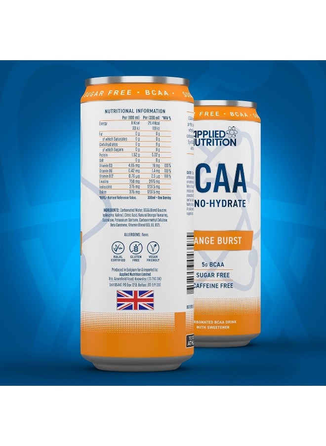 Bcaa Energy Drink Caffeine Free Bcaa Amino Hydrate Sugar Free Branch Chained Amino Acids Pack Of 24 Orange Burst