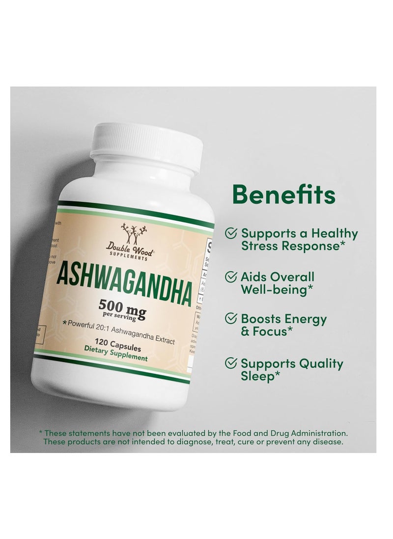 Ashwagandha Adaptogen Stress Relief 500 mg Per Serving 120 capsules