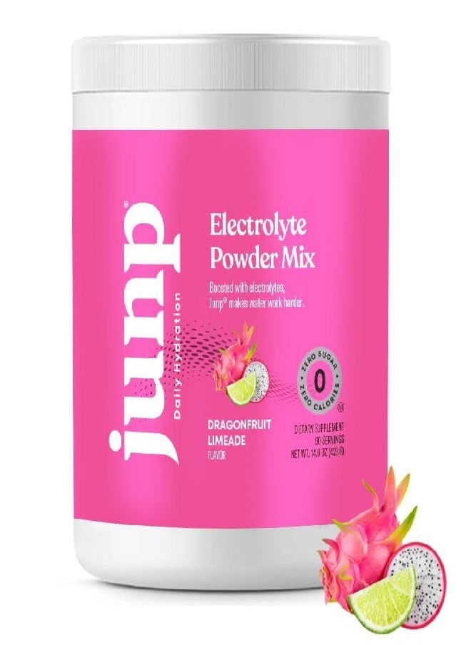 JUNP Hydration Electrolyte Powder, Electrolytes Drink Mix, Hydration Mix, Sugar Free, Gluten Free, 0 Calories, 0 Carbs, Keto Friendly, NON - GMO Kosher, 90 Servings. (Peach)… (Dragonfruit Limeade)