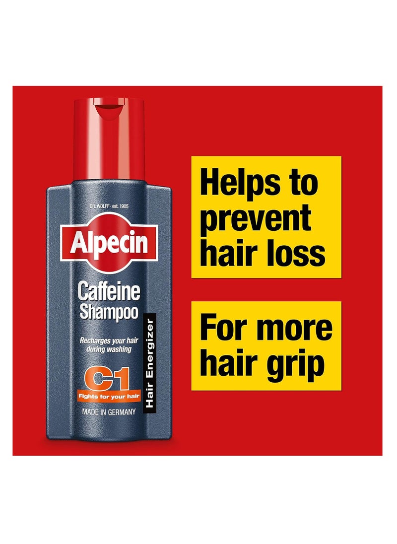 Caffeine Shampoo C1 (6x 250ml) for Men - Shampoo for Stronger and Thicker Hair, Made in Germany