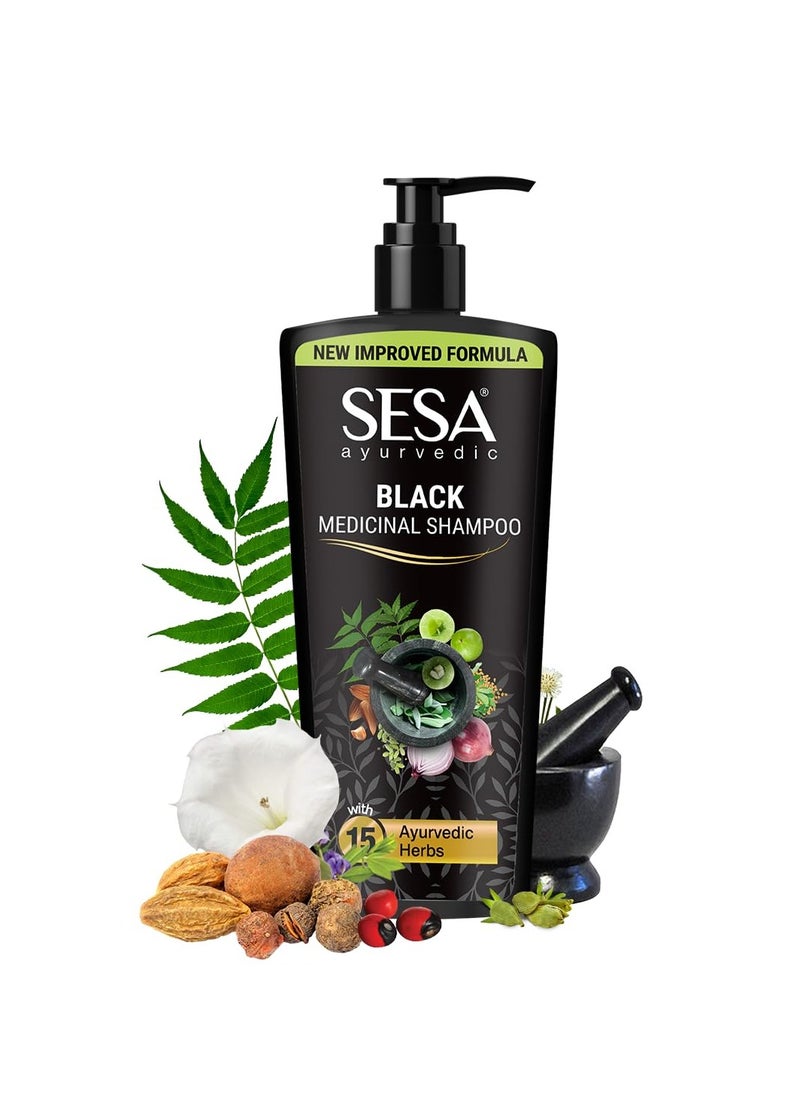 Sesa Ayurvedic Medicinal Shampoo Hairfall Control Anti Dandruff Shampoo Infused with 17 Ayurvedic Herbs Smooth & Shiny Hair For Men & Women (500 ml)