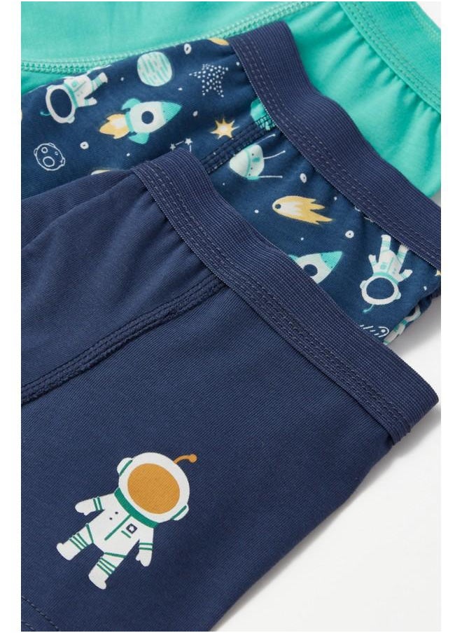 June Boy Space Patterned 3-Pack Boxer Multicolor - Green - Indigo