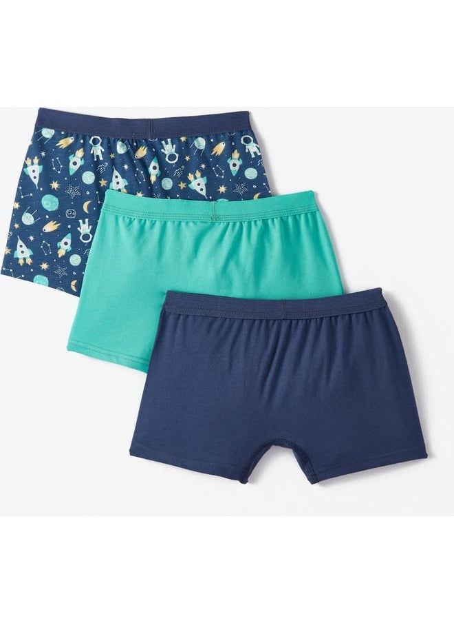 June Boy Space Patterned 3-Pack Boxer Multicolor - Green - Indigo