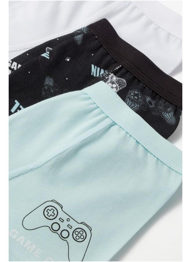 June Boy Game Patterned 3-Pack Boxer Black - Turquoise - White