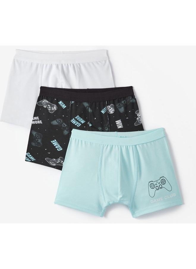 June Boy Game Patterned 3-Pack Boxer Black - Turquoise - White