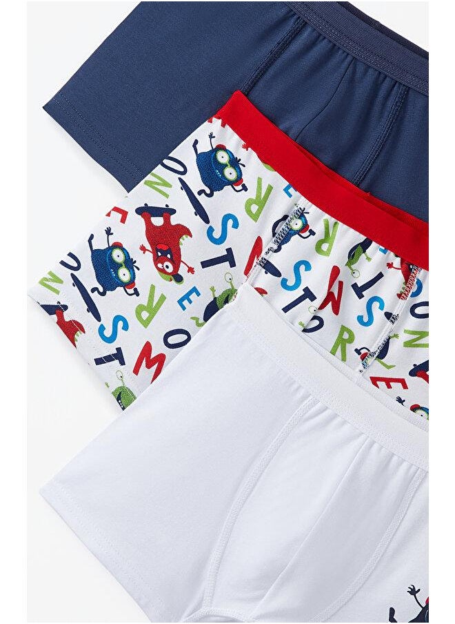 June Boy Monster Patterned 3-Pack Boxer Multicolor - Indigo - White