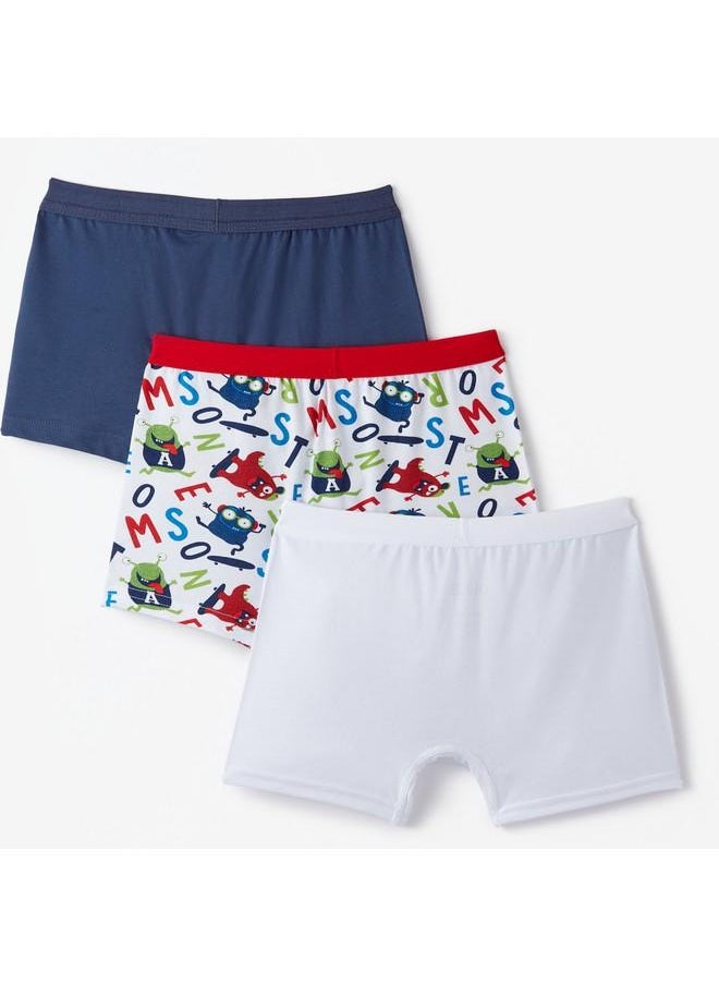 June Boy Monster Patterned 3-Pack Boxer Multicolor - Indigo - White