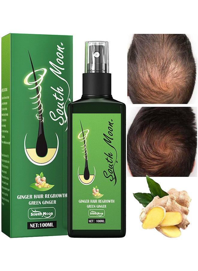 Green Ginger Hair Regrowth Spray, Hair Nourishing Growth Spray, Moisturizing Fast Growth Anti-Defixation Spray Growth Solution, Organic Growth Plus Nourishing Ginger Spray For Men And Women, 100ML