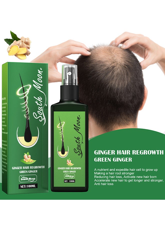 Green Ginger Hair Regrowth Spray, Hair Nourishing Growth Spray, Moisturizing Fast Growth Anti-Defixation Spray Growth Solution, Organic Growth Plus Nourishing Ginger Spray For Men And Women, 100ML