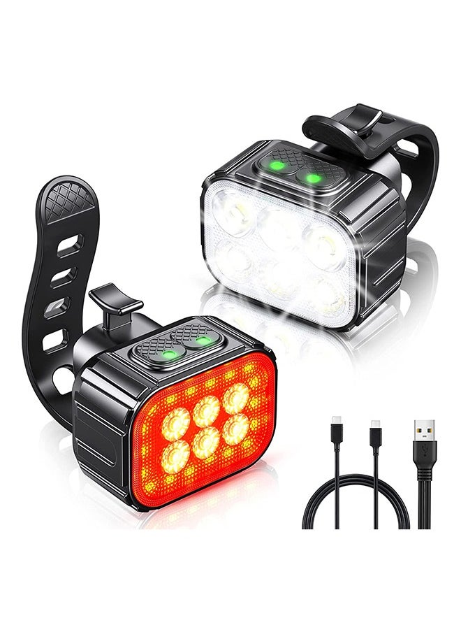 Bike Lights Set Ultra Bright, Bicycle Light Rechargeable with 6 Spot & Flood Beams, IP65 Waterproof Bike Lights for Night Riding, DIY 4X4 + 6X6 Lightning Modes Bike Headlight and Tail Light