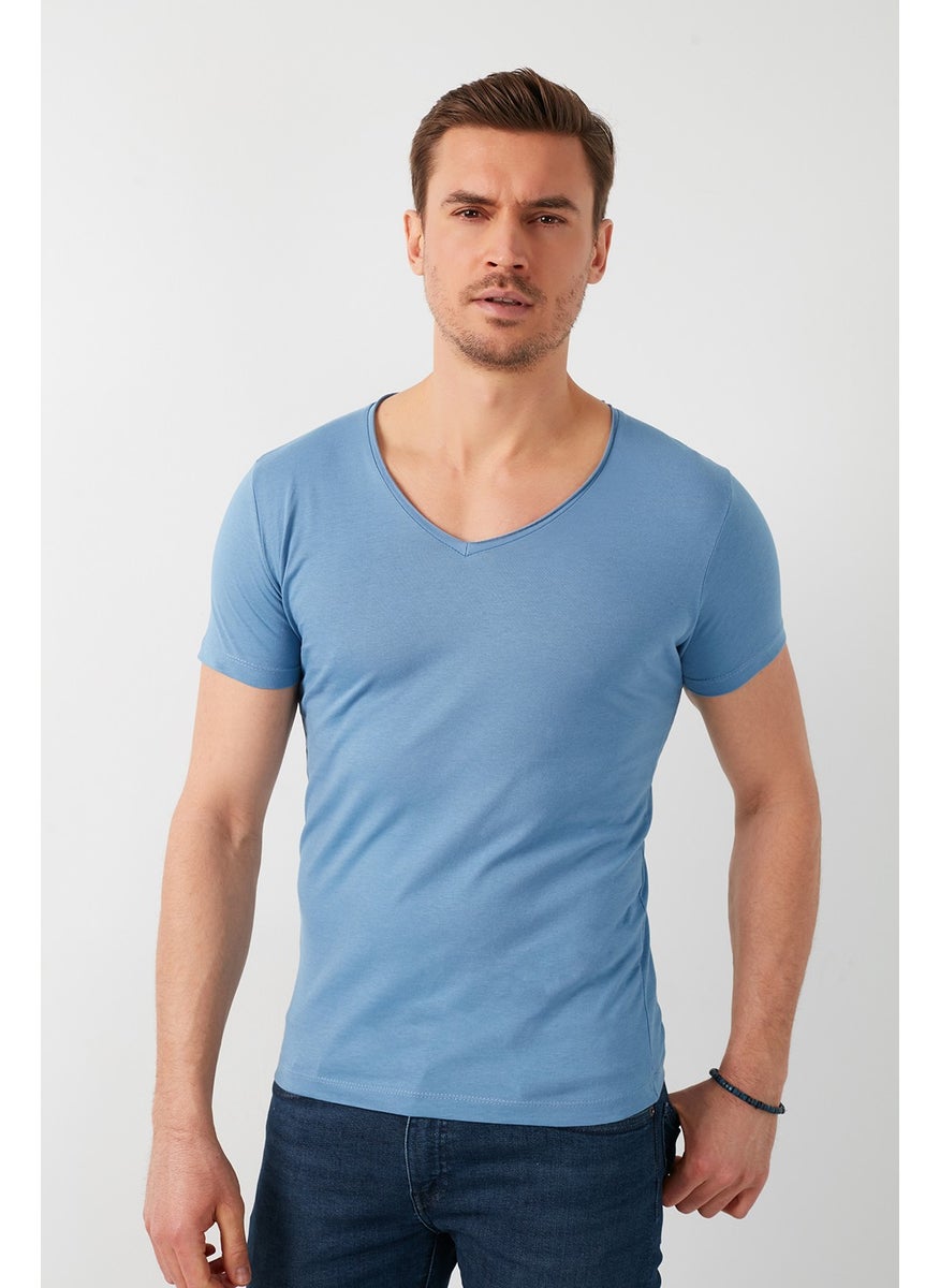 100% Cotton V-Neck Basic T Shirt Men's T Shirt 5412001