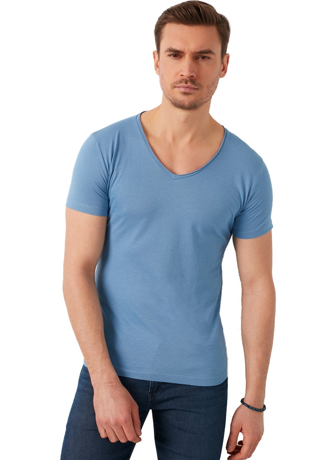 100% Cotton V-Neck Basic T Shirt Men's T Shirt 5412001