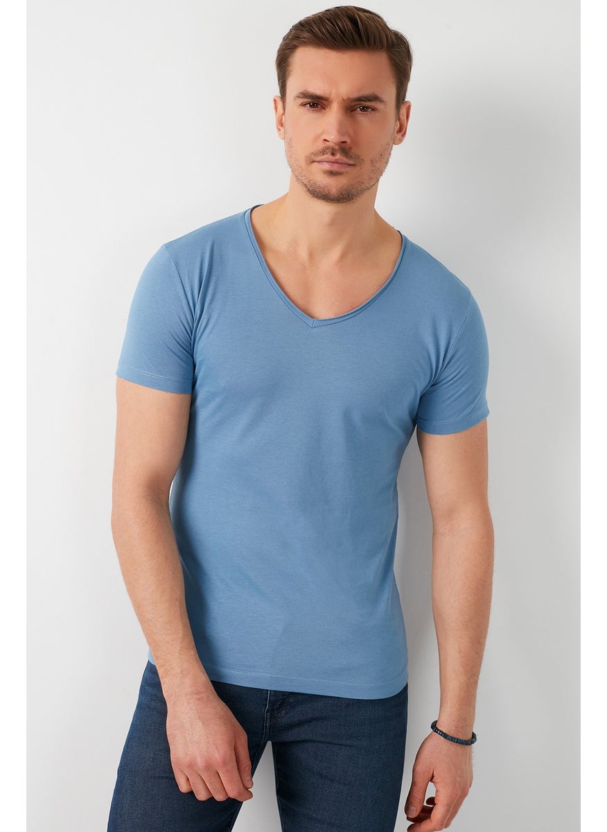 100% Cotton V-Neck Basic T Shirt Men's T Shirt 5412001