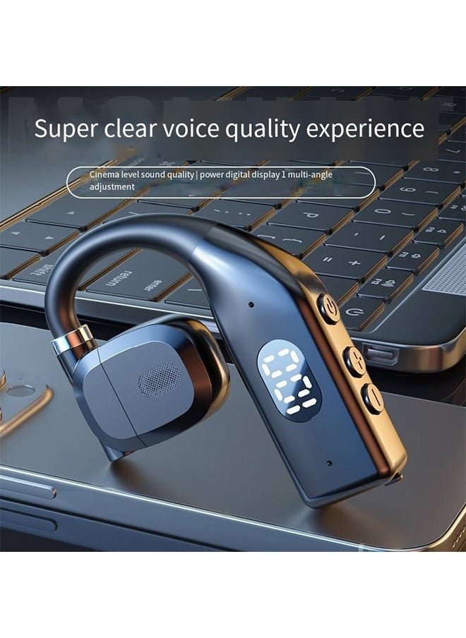 Wireless Bluetooth Headset, Hanging Ear Type Not Into The Ear Rotating Monaural Digital Display Sports Headset, Long Range Noise-Canceling Headset, Ipx5 waterproof, for Sports, Driving