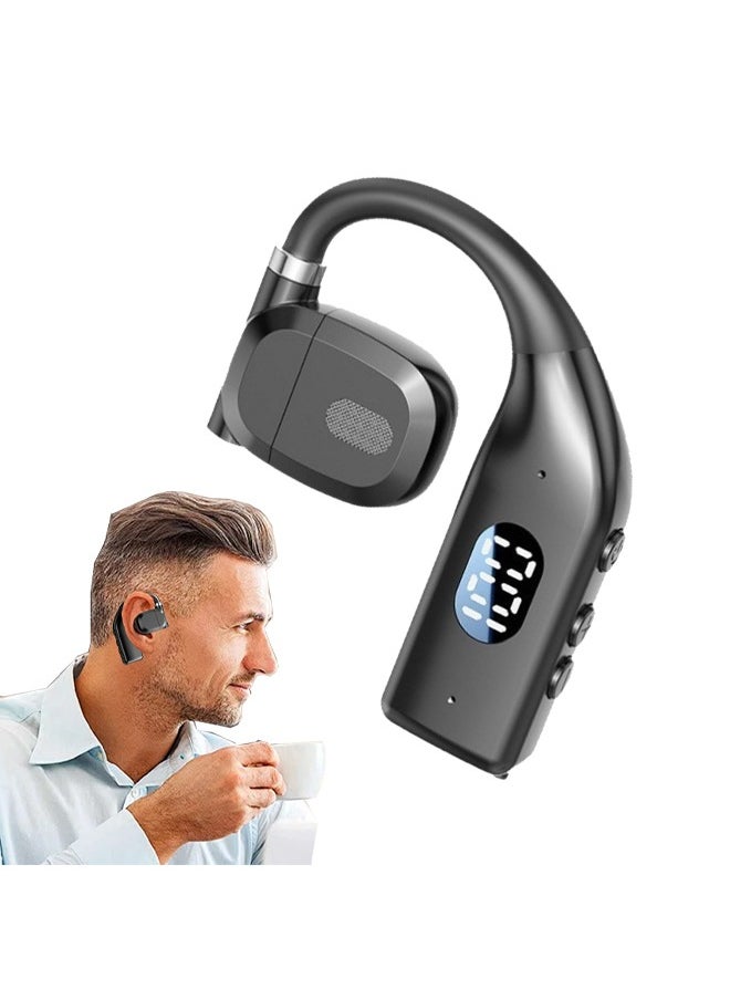 Wireless Bluetooth Headset, Hanging Ear Type Not Into The Ear Rotating Monaural Digital Display Sports Headset, Long Range Noise-Canceling Headset, Ipx5 waterproof, for Sports, Driving