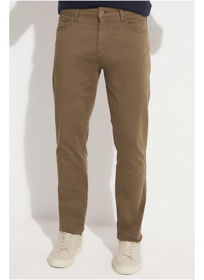 June Exclusive Men Regular Fit Five Pocket Chino Trousers Khaki