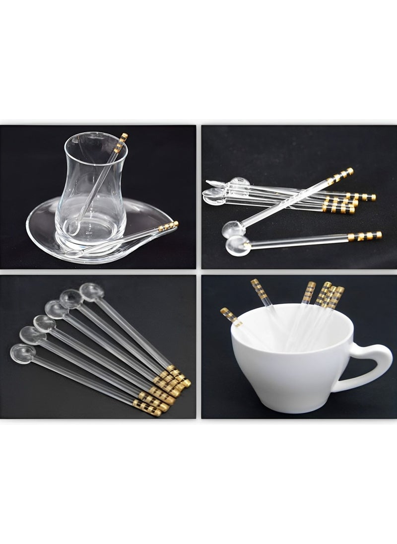 Uncam Estikana Spoon, Glass Spoons perfect for Espresso Set of 18 Pcs (11cm)