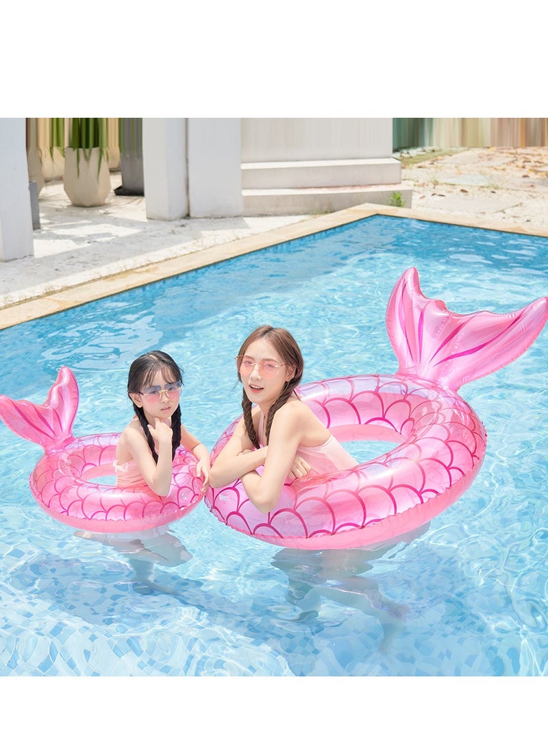 Pink Swimming Ring Inflatable Pool Float Mermaid Floaties Air Sofa Floating Large Backrest Mesh Bottom Water Party Summer Beach