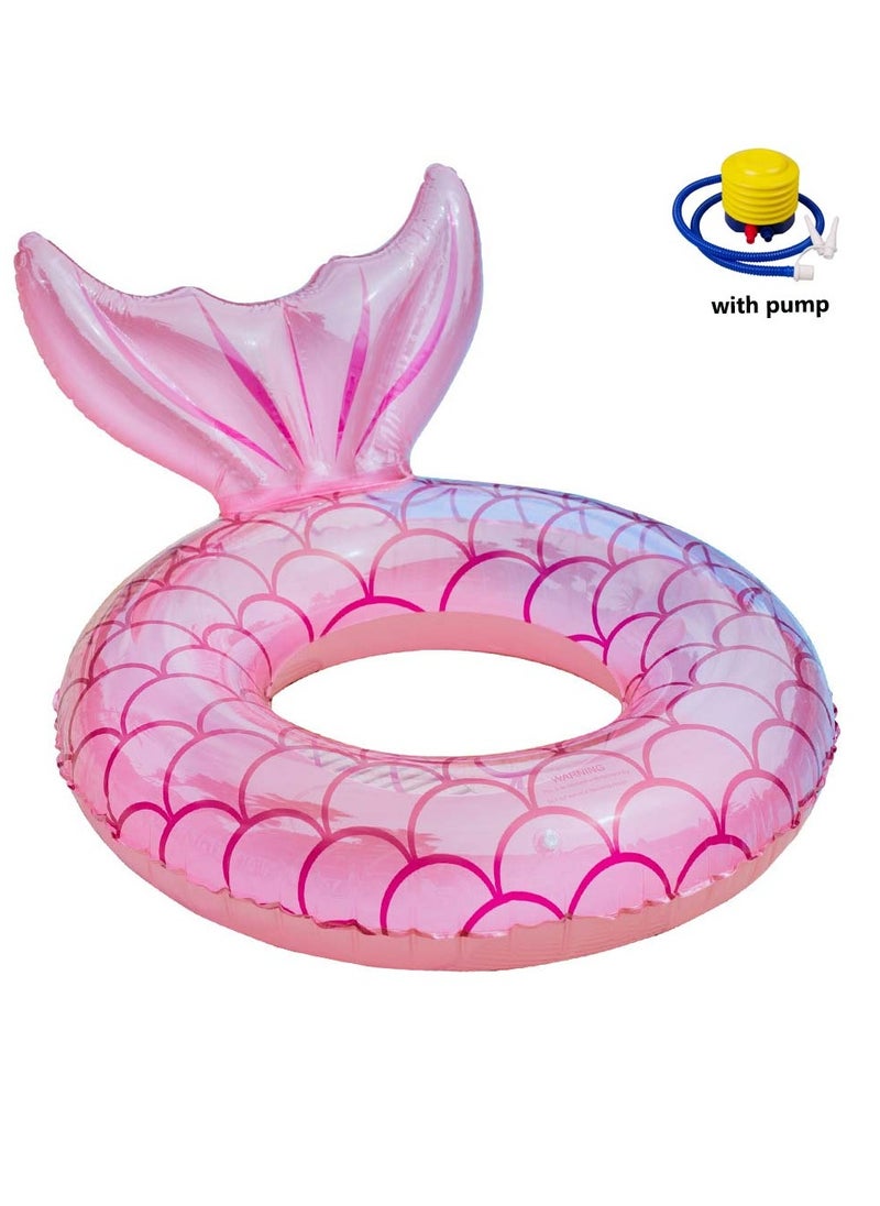 Pink Swimming Ring Inflatable Pool Float Mermaid Floaties Air Sofa Floating Large Backrest Mesh Bottom Water Party Summer Beach