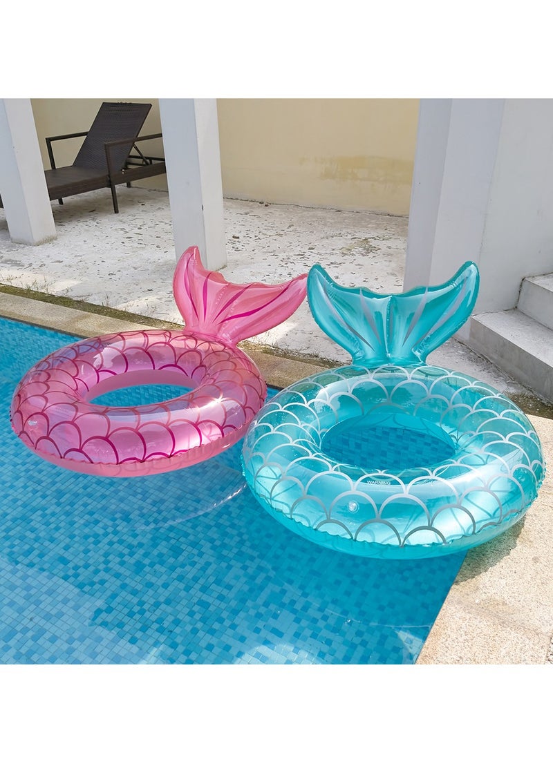 Pink Swimming Ring Inflatable Pool Float Mermaid Floaties Air Sofa Floating Large Backrest Mesh Bottom Water Party Summer Beach