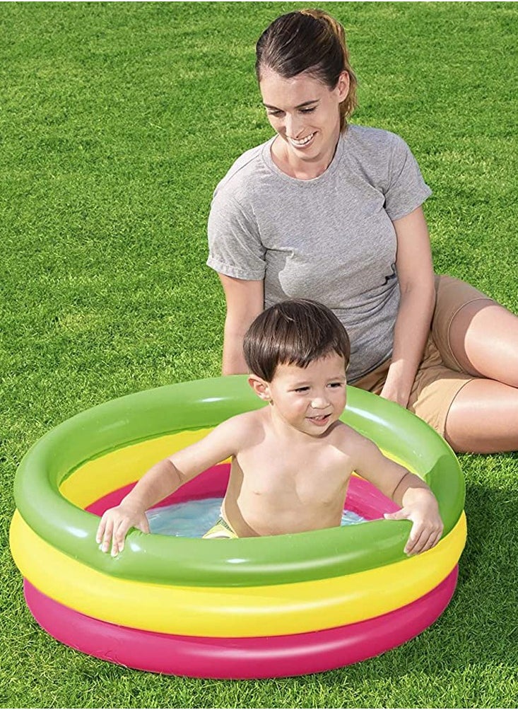 Round Inflatable Swimming Pool Kiddie Pool Blow Up Swimming Pool for Kids Toddler Bathing Tub Portable & Foldable (86x25 CM)