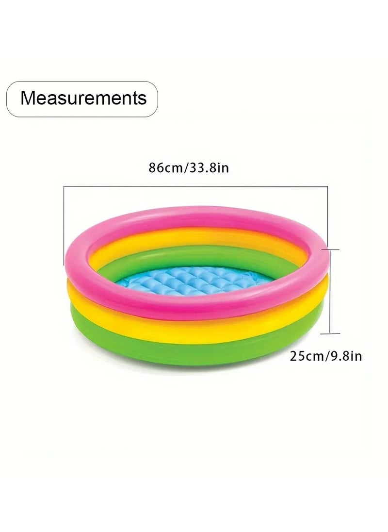 Round Inflatable Swimming Pool Kiddie Pool Blow Up Swimming Pool for Kids Toddler Bathing Tub Portable & Foldable (86x25 CM)