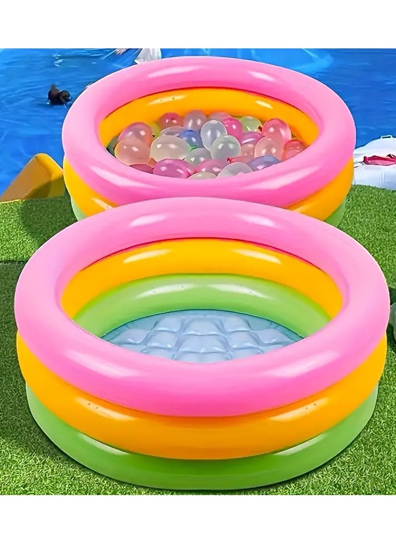 Round Inflatable Swimming Pool Kiddie Pool Blow Up Swimming Pool for Kids Toddler Bathing Tub Portable & Foldable (86x25 CM)