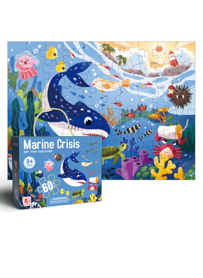 Educational Children's Floor Jigsaw Puzzle Toy, Preschool Learning and Educational Toy, Gift for 3-4 Years Old Boys and Girls (60 Pieces Ocean World)