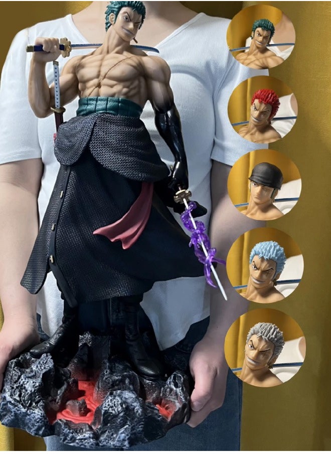 One piece The domineering sword-carrying Zoro Action Figure Decorative Resin Sculpture Home Decor Statue, Art Figurine Home Ornament Decoration for Office, Living Room, Bedroom, Book Shelf, TV Cabinet, Desktop