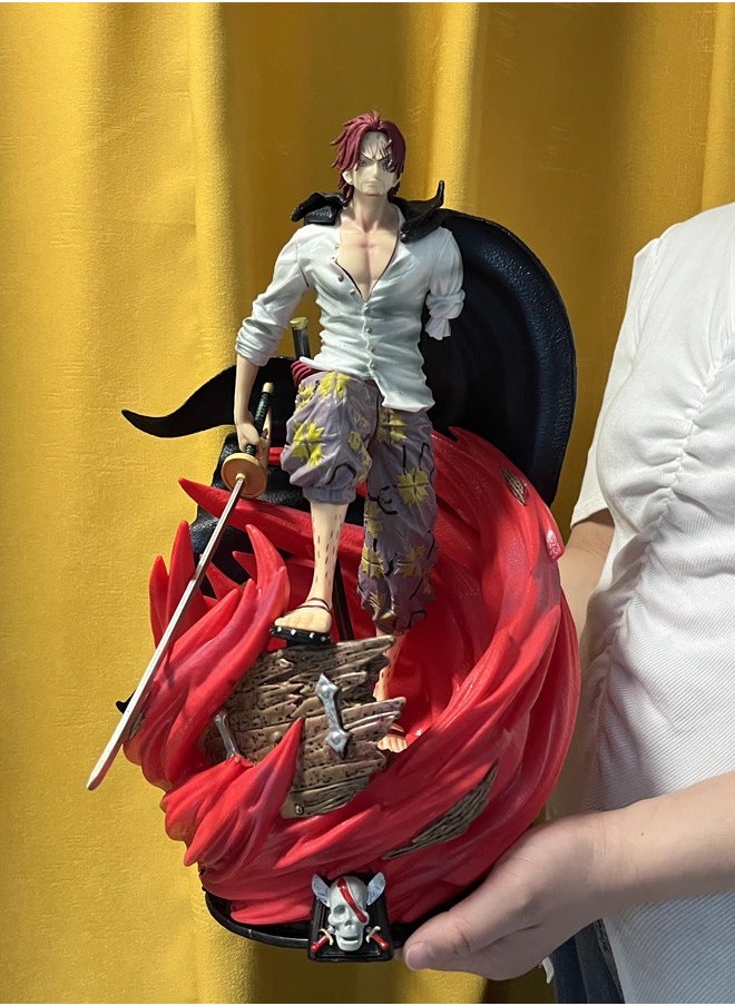 One piece Yonko Shanks Action Figure Decorative Resin Sculpture Home Decor Statue, Art Figurine Home Ornament Decoration for Office, Living Room, Bedroom, Book Shelf, TV Cabinet, Desktop