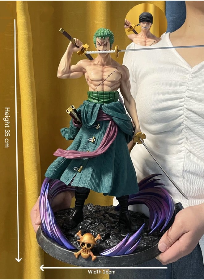 One piece Dream Zoro Action Figure Decorative Resin Sculpture Home Decor Statue, Art Figurine Home Ornament Decoration for Office, Living Room, Bedroom, Book Shelf, TV Cabinet, Desktop