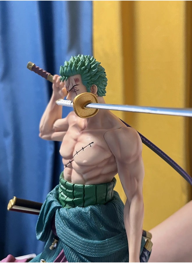 One piece Dream Zoro Action Figure Decorative Resin Sculpture Home Decor Statue, Art Figurine Home Ornament Decoration for Office, Living Room, Bedroom, Book Shelf, TV Cabinet, Desktop