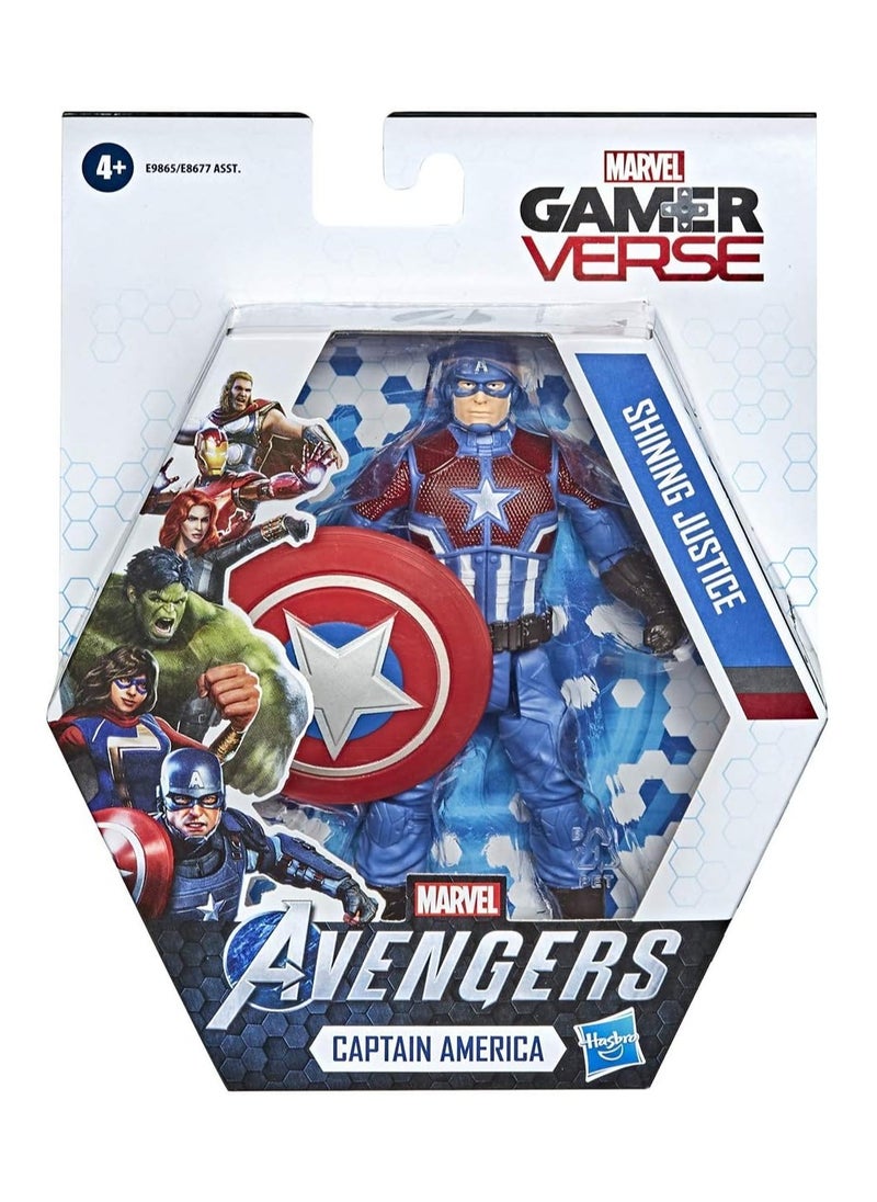 Gamerverse 6-inch Captain America Action Figure Toy, Shining Justice Armor,