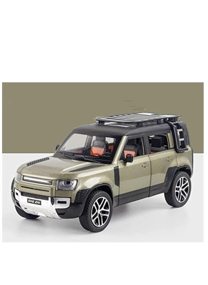 1:24 Scale Land Rover Defender Toy Cars, Diecast Model Luxury Metal Car Collection, Zinc Alloy Pull Back with Front and Back Lights and Sound, Open Doors