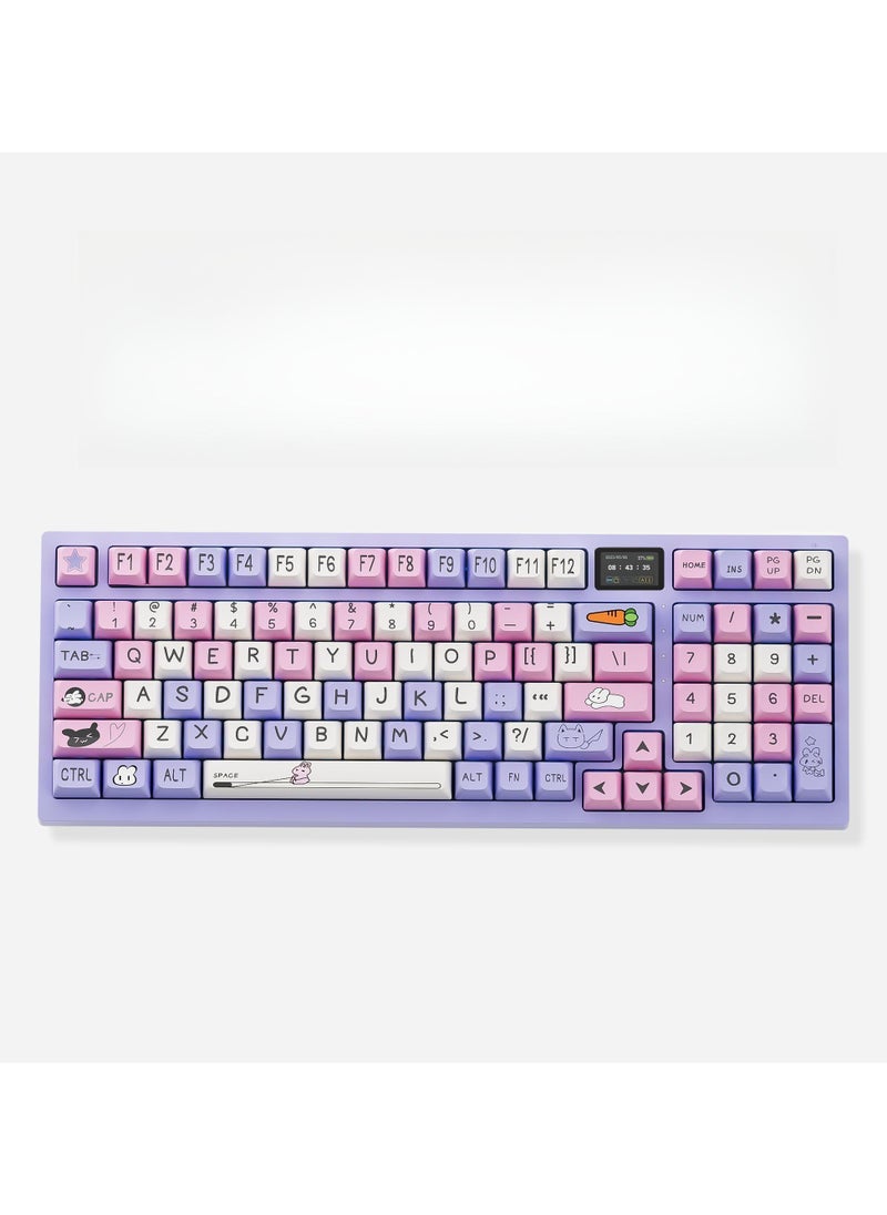 ZIDLI FK980 Custom Mechanical Keyboard with DIY Display Screen RGB Gasket Structure KTT Hyacinth Switches Wireless Triple Connectivity 98-Key Compact Layout PBT Keycaps 5 Color Variants