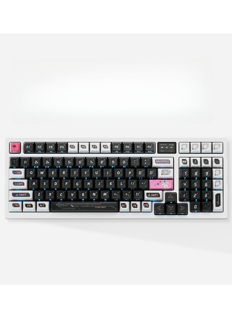 ZIDLI FK980 Custom Mechanical Keyboard with DIY Display Screen RGB Gasket Structure KTT Hyacinth Switches Wireless Triple Connectivity 98-Key Compact Layout PBT Keycaps 5 Color Variants