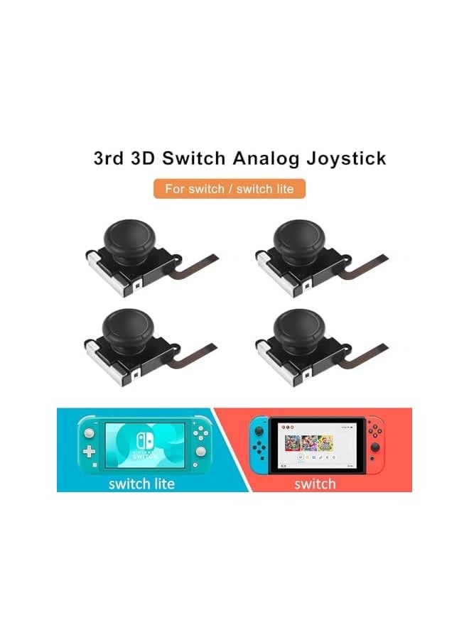 Joycon Teardown Repair Tool Kit - 4 Pack Joystick Analog Thumb Stick for Nintendo Consoles with Flex Cable, Screws, Springs & Grips - Console Lovers Must-have(25 PCS)