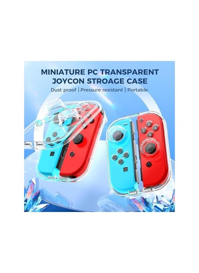 Storage Case for Joy-con, Mini Switch Joy-con Storage Cas, Portable Dust-Proof Protective Box Compatible with Nintendo Switch Joy-Con, Switch/OLED PC Transparent Shell Case with Magnetic Closure