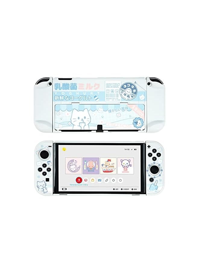 Protective Case Slim Cover Case Compatible with Nintendo Switch OLED and Joy Con - Shock-Absorption and Anti-Scratch - Yogurt Cat