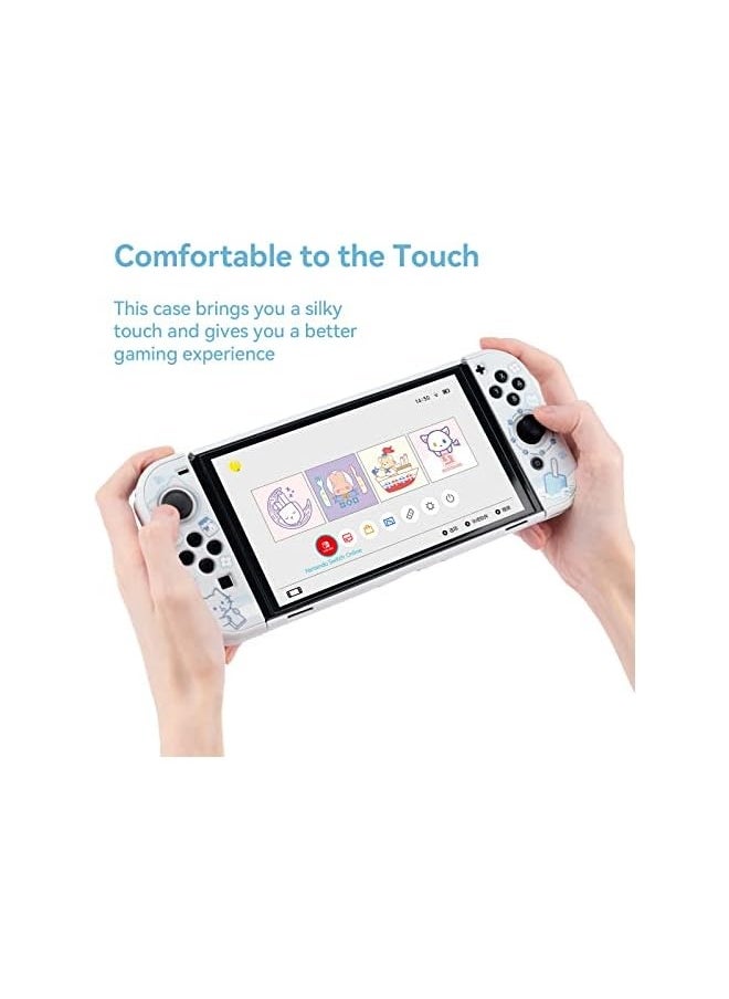 Protective Case Slim Cover Case Compatible with Nintendo Switch OLED and Joy Con - Shock-Absorption and Anti-Scratch - Yogurt Cat